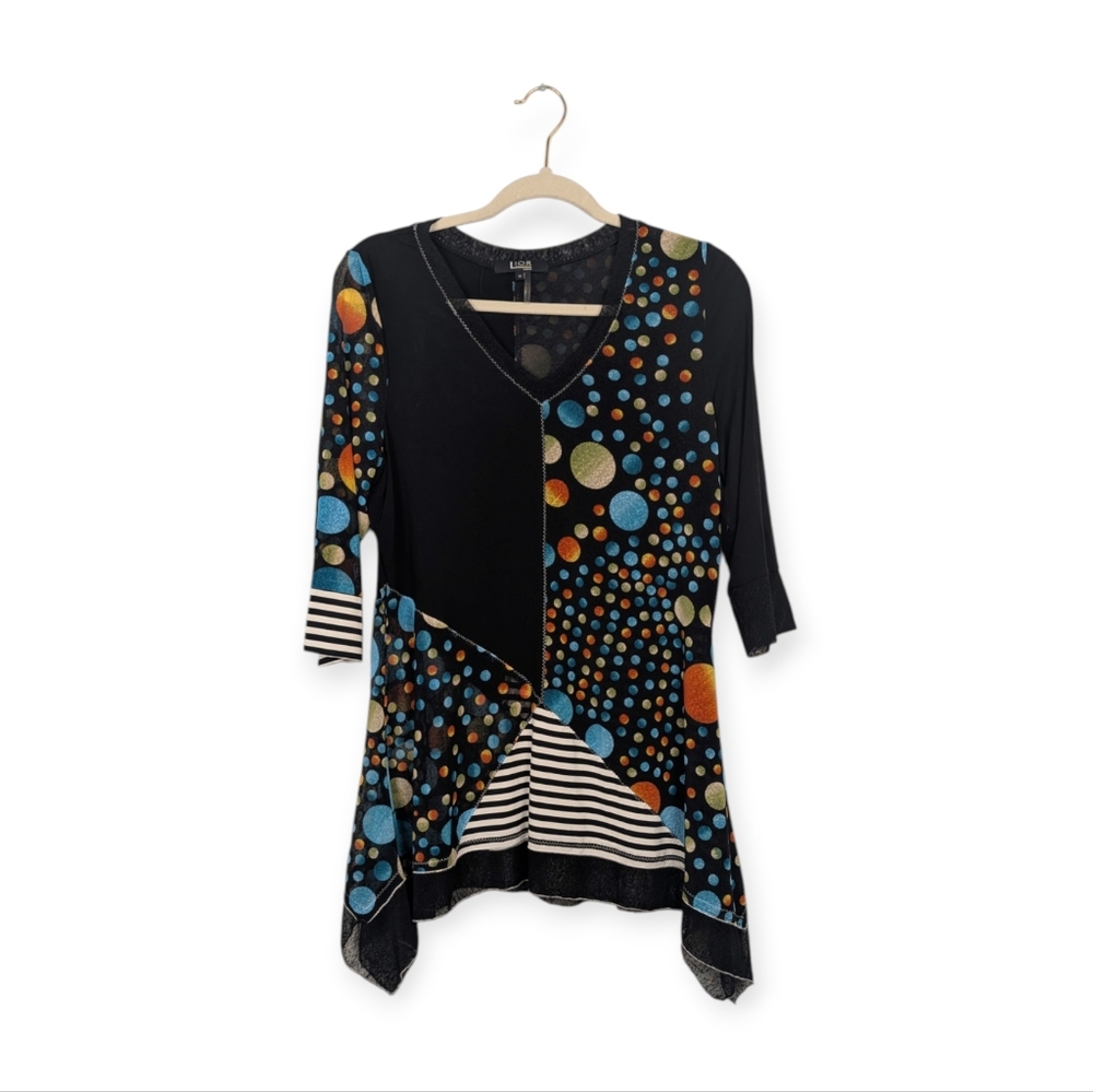 Lior Paris Black Multicolor Patchwork Lagenlook T… - image 1